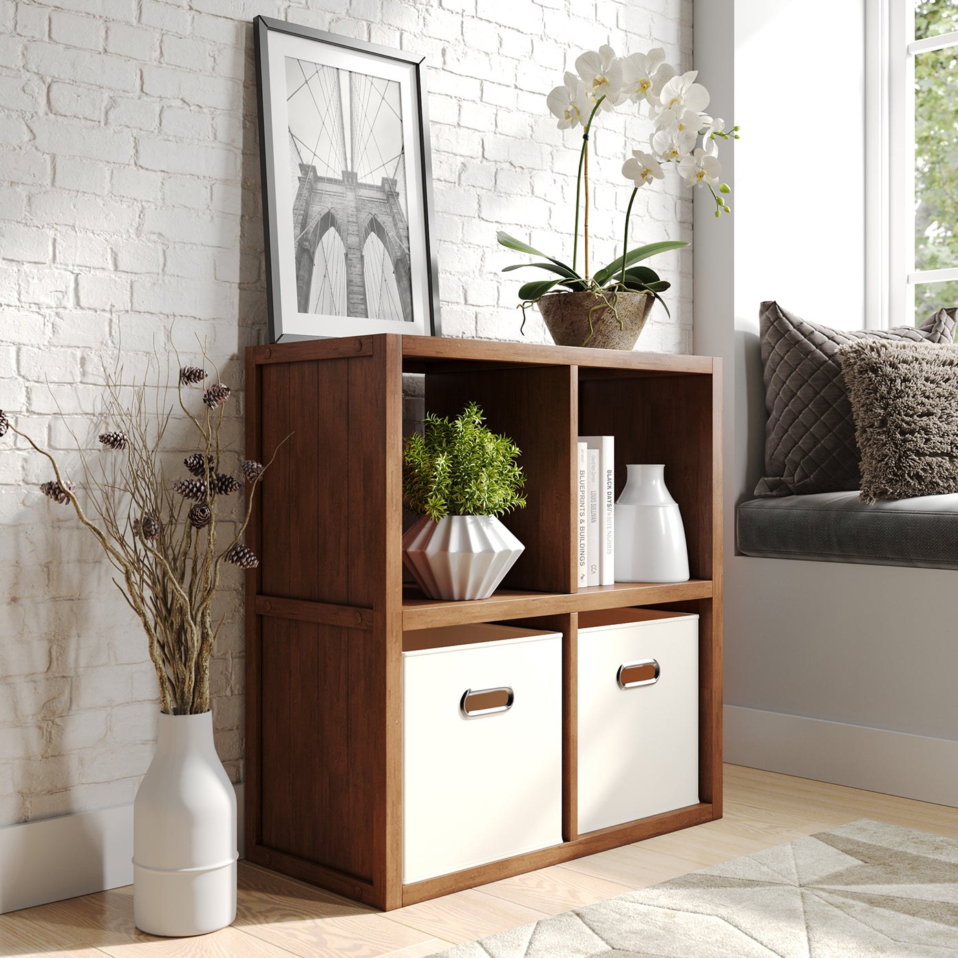 Solid Wood 4 Cube Organizer