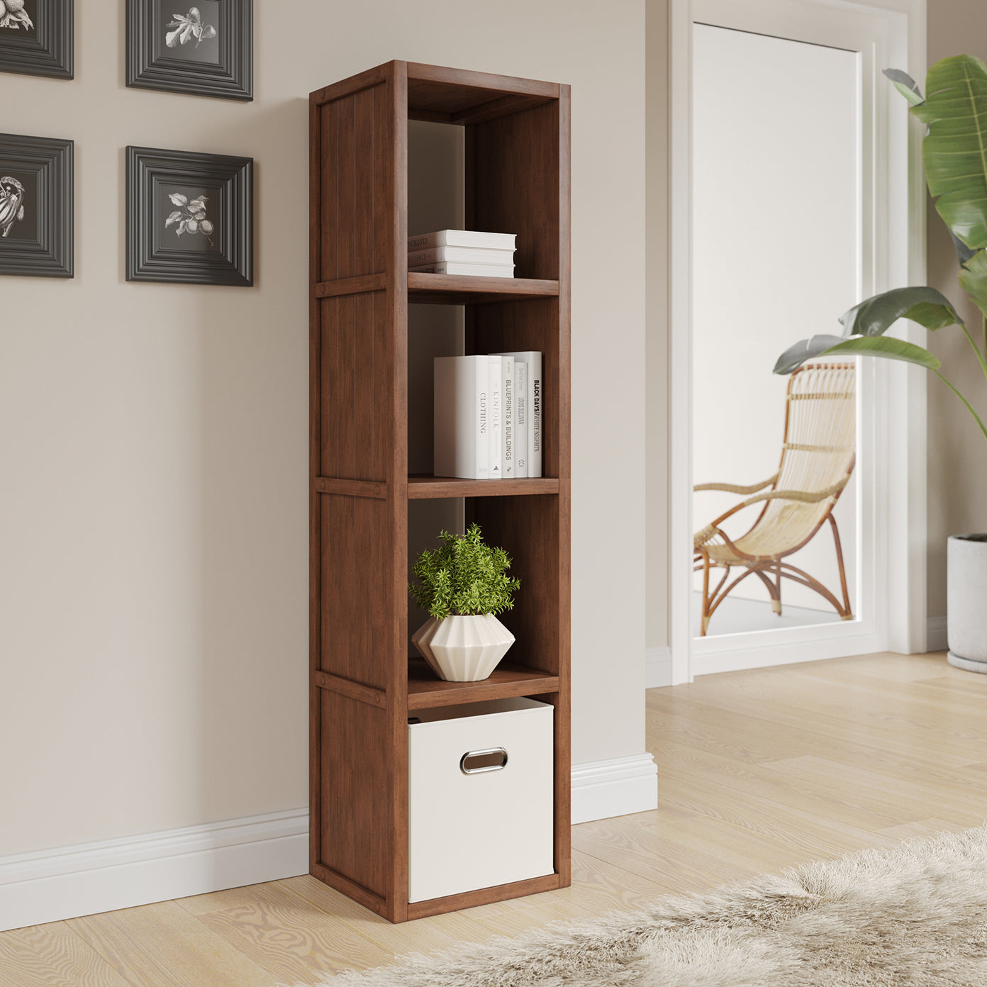 Solid Wood Tall 4 Cube Organizer