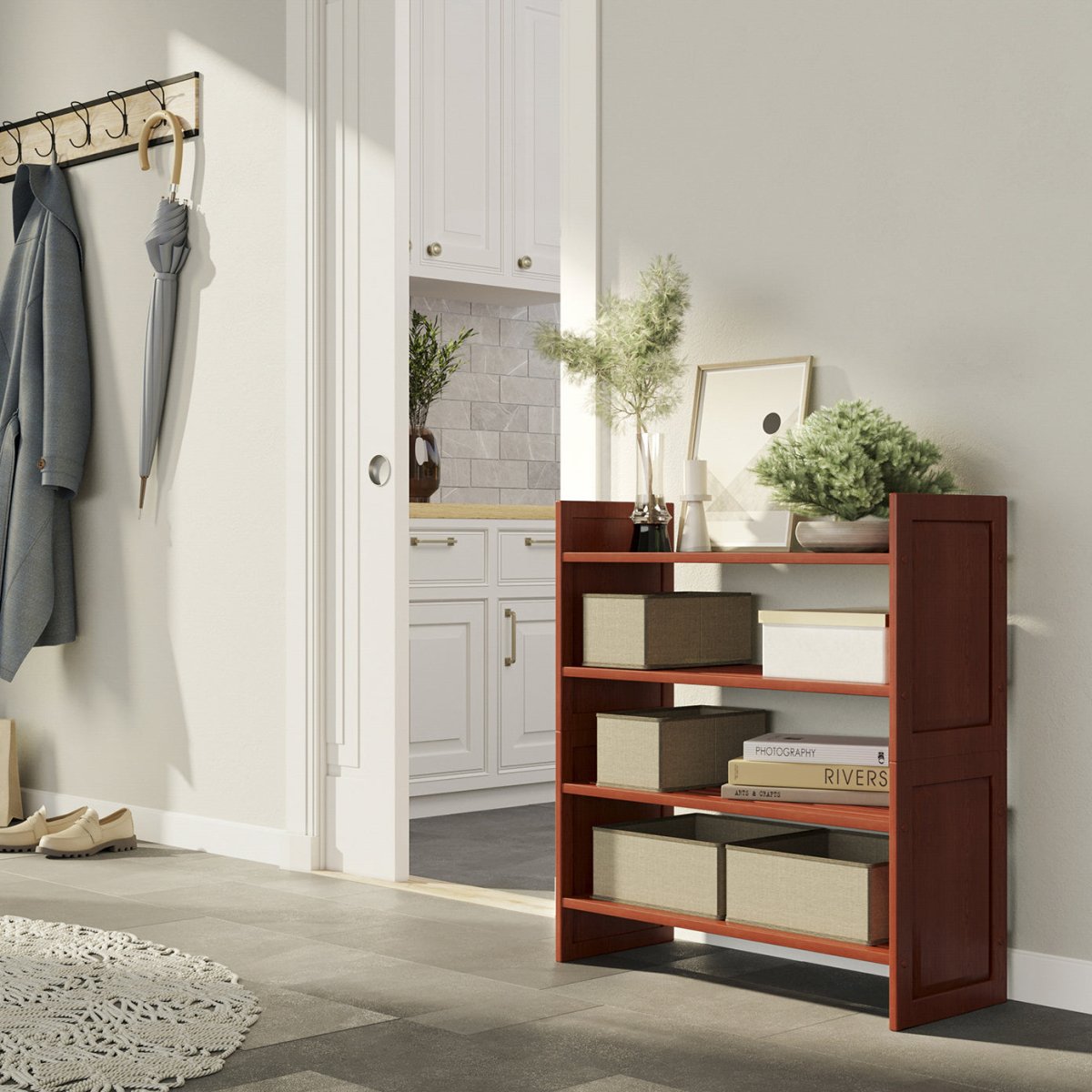 Solid Wood 2 Tier Storage Rack - John Louis Home - Shoe Racks & Organizers