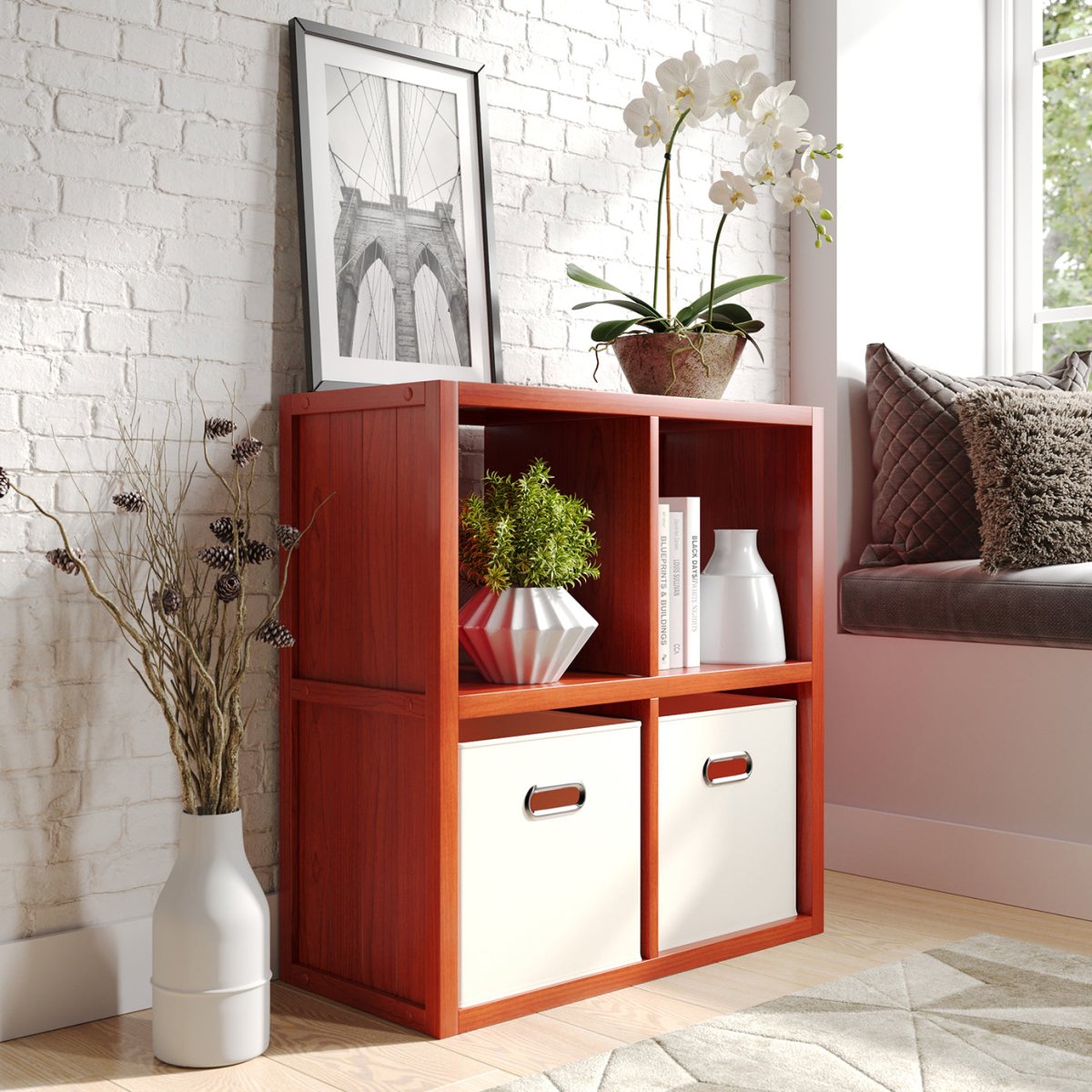 Solid Wood 4 Cube Organizer - John Louis Home - Cube Storage
