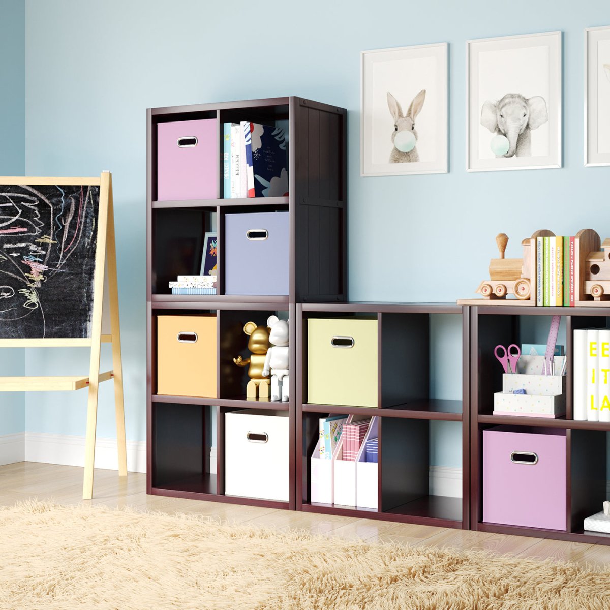 Solid Wood 4 Tall Cube Organizer - John Louis Home - Cube Storage