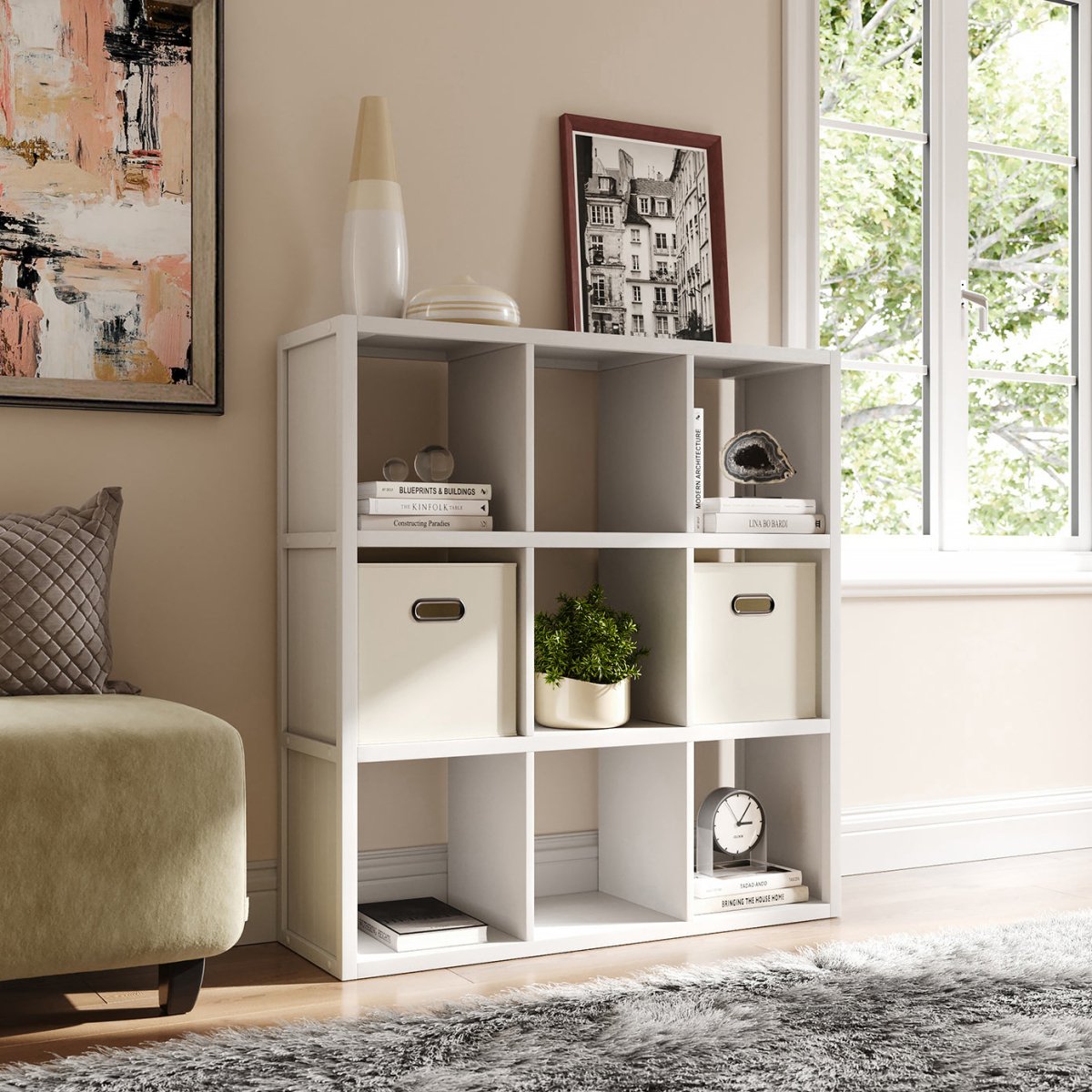 Solid Wood 9 Cube Organizer - John Louis Home - Cube Storage